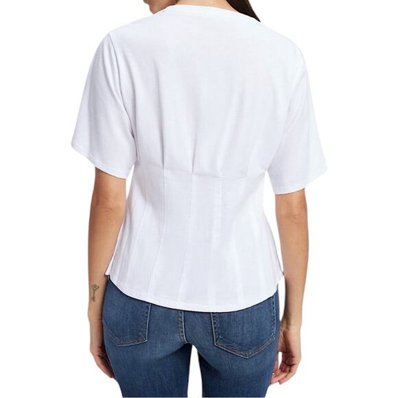 NWT Good American White Corseted Tee Size 1 Small Retail $55 - Picture 3 of 9